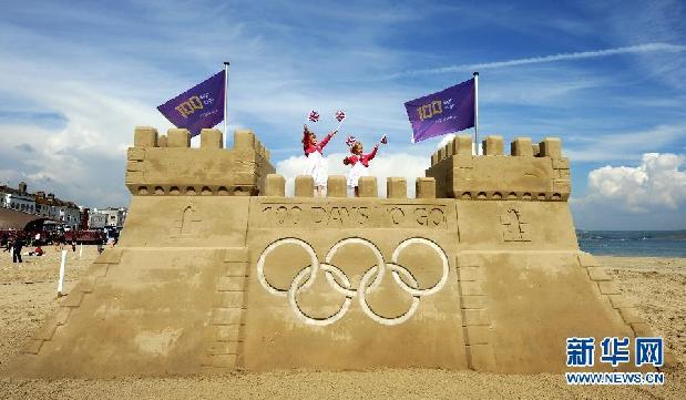 （伦敦奥运会）巨型沙雕迎接倒计时100天